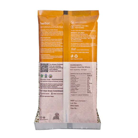 Organic White Urad Dal Split-500g