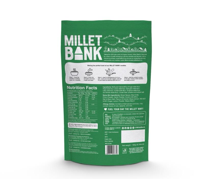 Multi Millet Chilli Garlic Masala Noodles-180g