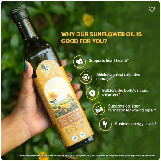 Organic Cold Pressed Sunflower Oil-1ltr